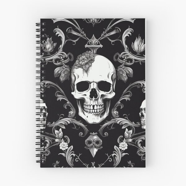 Item preview, Skulls Damask Goth Flowers Pattern designed and sold by GrinGalore.