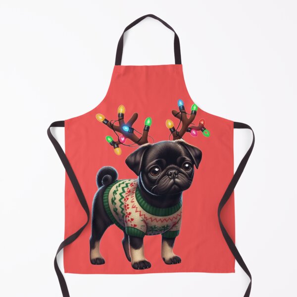 Item preview, Christmas Black Pug in Lights designed and sold by barksandsqueaks.