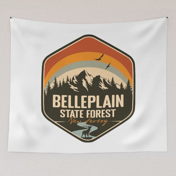 Item preview, Belleplain State Forest New Jersey - NJ Vintage Sunset Badge Forest and Wilderness  designed and sold by mountainfad.