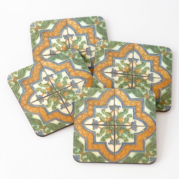 Item preview, 16th Century Spanish Floral Tile Pattern designed and sold by Vicky Brago-Mitchell®.