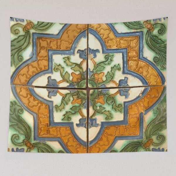 Item preview, 16th Century Spanish Floral Tile Pattern designed and sold by Vicky Brago-Mitchell®.