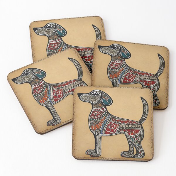Item preview, Indian traditional dog art Madhubani style designed and sold by Pride-Casuals.
