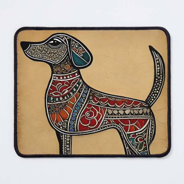 Item preview, Indian traditional dog art Madhubani style designed and sold by Pride-Casuals.