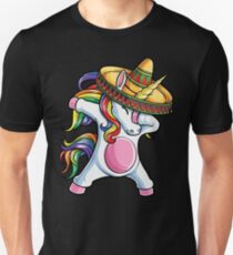 Abtupfendes Einhorn-T-Shirt Cinco De Mayo Regenbogen-Sombrero-Kinder Slim Fit T-Shirt