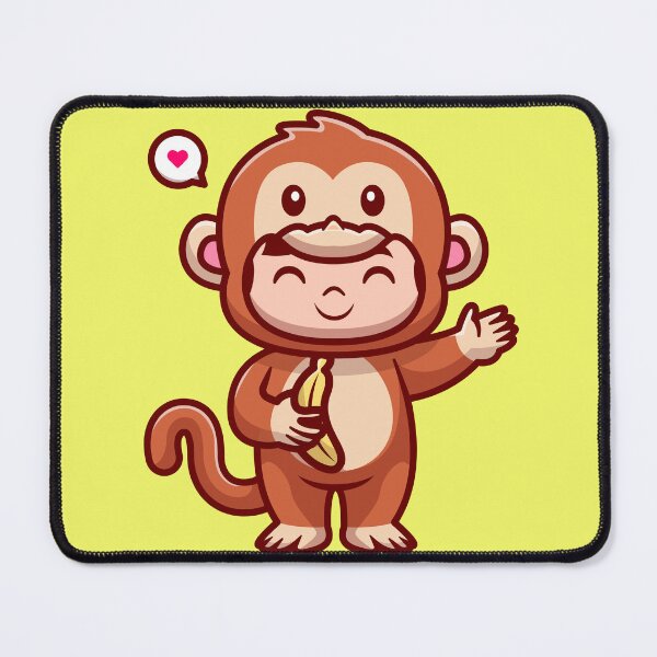 Item preview, Cute Kid Wearing Monkey Costume with Banana Cartoon Vector Icon Illustration designed and sold by hjian8219.