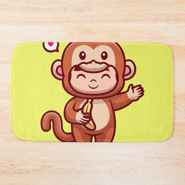 Item preview, Cute Kid Wearing Monkey Costume with Banana Cartoon Vector Icon Illustration designed and sold by hjian8219.