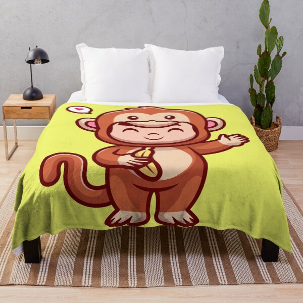 Item preview, Cute Kid Wearing Monkey Costume with Banana Cartoon Vector Icon Illustration designed and sold by hjian8219.
