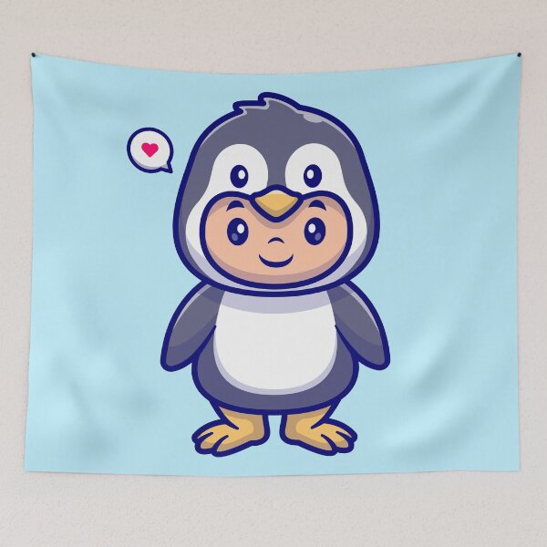 Item preview, Cute Kid Wearing Penguin Costume Cartoon Vector Icon Illustration designed and sold by hjian8219.