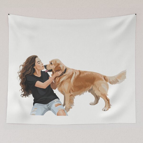 Item preview, Golden Retriever with his happy mom  designed and sold by cutie1pie1dogs.