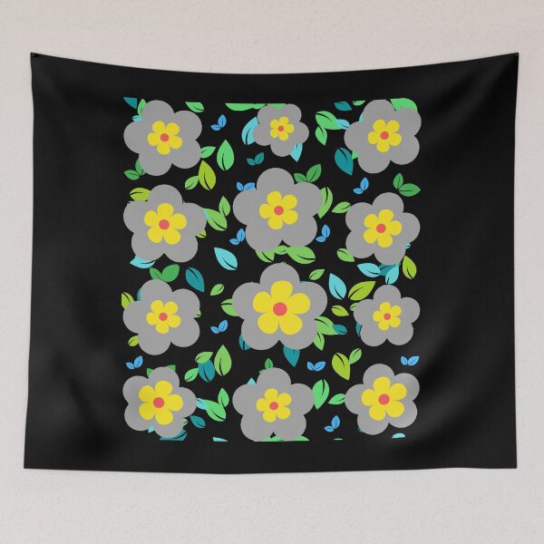 Item preview, Gray and yellow flowers art designed and sold by Rbnano.
