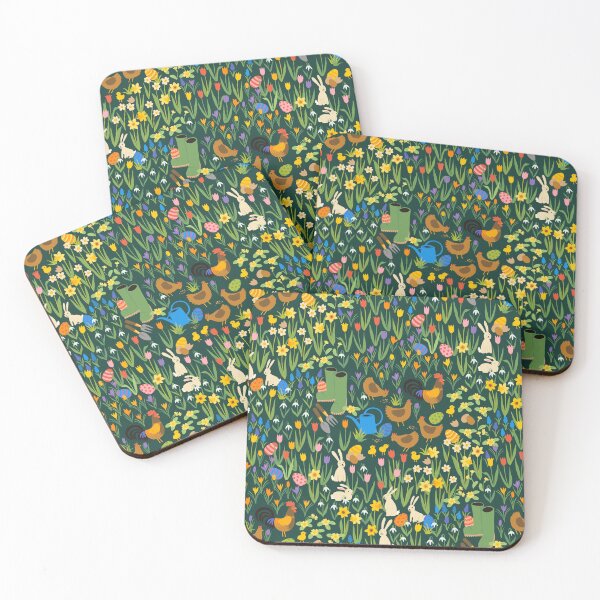 Item preview, Easter Egg Hunt - floral pattern with bunnies, hens and chicks by Cecca Designs designed and sold by Cecca-Designs.