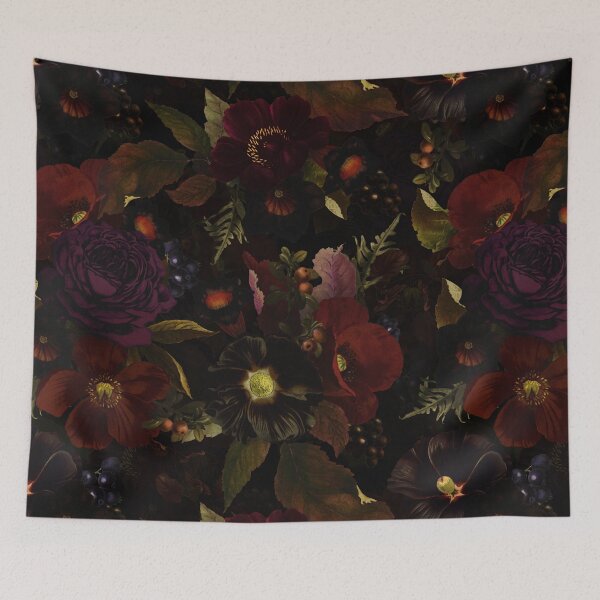 Item preview, Black Mystic Night Vintage Flower Garden Nightgarden designed and sold by UtArt.
