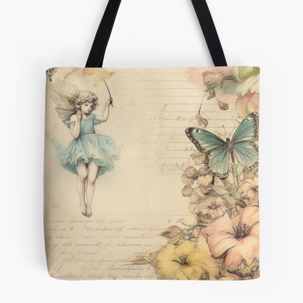Item preview, fairy and butterfly junk journal floral and lace aesthetic designed and sold by Adorn Prints.