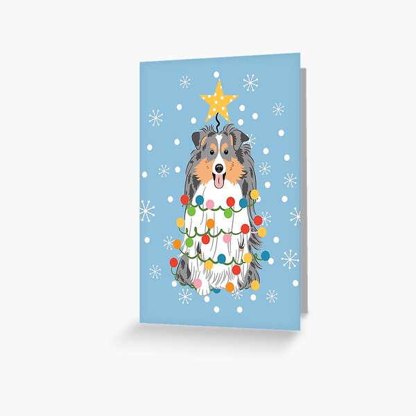 Item preview, Blue Merle Sheltie Shetland Sheepdog Christmas Tree  designed and sold by Lulupainting.