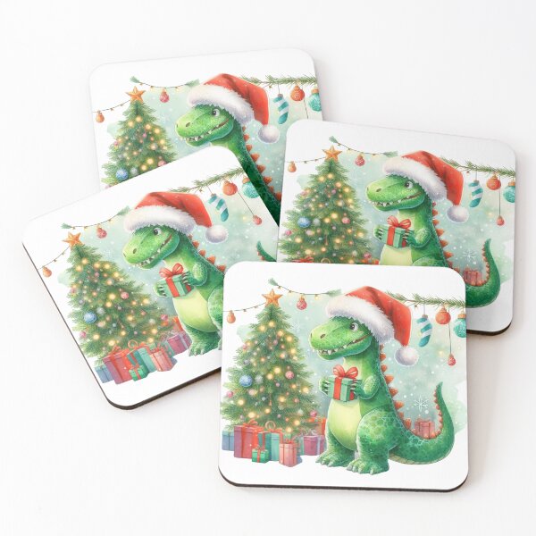 Item preview, Chiristmas Dinosaur as Santa Claus with Santa Hat and Chistmas Gifts | Christmas Funny Dinosaur Cute Illustration designed and sold by FestivePalette.