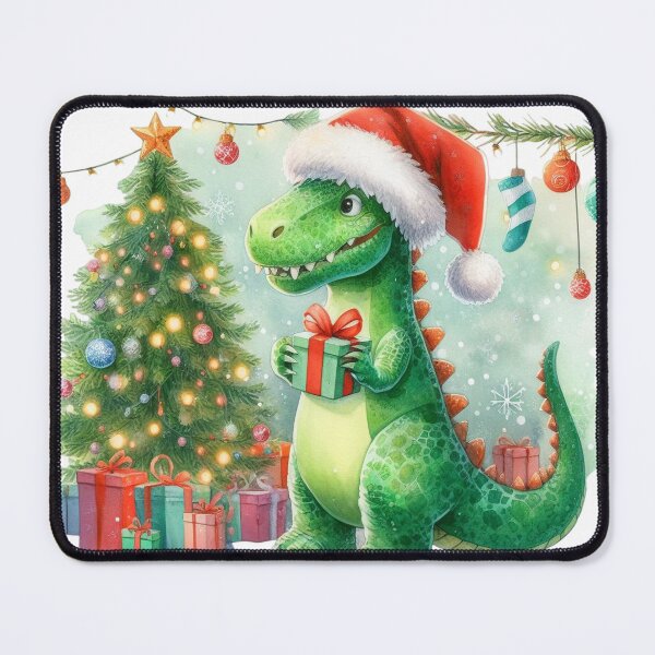 Item preview, Chiristmas Dinosaur as Santa Claus with Santa Hat and Chistmas Gifts | Christmas Funny Dinosaur Cute Illustration designed and sold by FestivePalette.