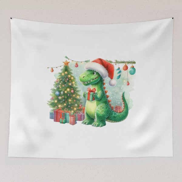Item preview, Chiristmas Dinosaur as Santa Claus with Santa Hat and Chistmas Gifts | Christmas Funny Dinosaur Cute Illustration designed and sold by FestivePalette.