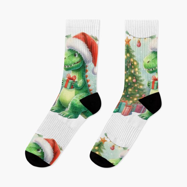 Item preview, Chiristmas Dinosaur as Santa Claus with Santa Hat and Chistmas Gifts | Christmas Funny Dinosaur Cute Illustration designed and sold by FestivePalette.