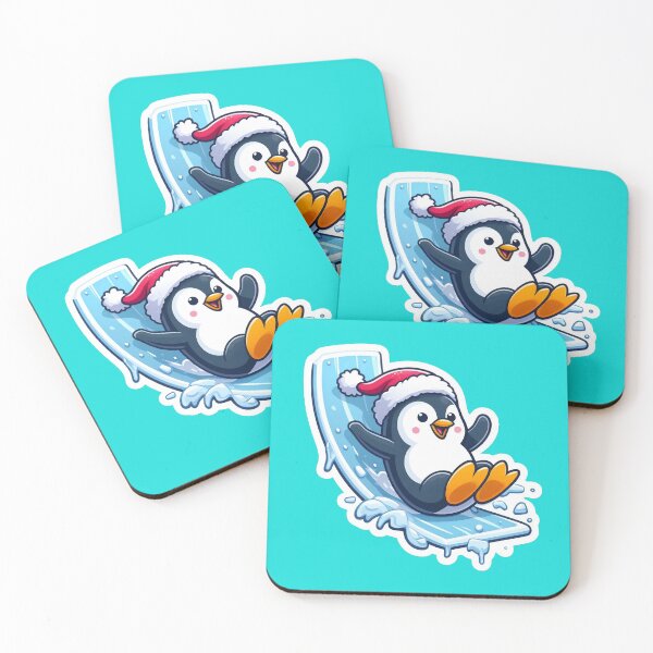 Item preview, Christmas penguin goes down the slide designed and sold by Jolly-Drawings.