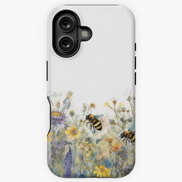 Item preview, Bees and wildflowers on white designed and sold by Muss 86.