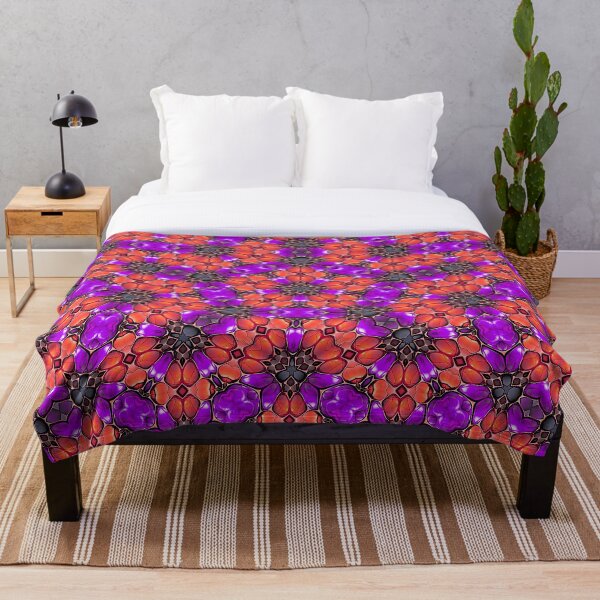 Item preview, Bright Decorative Geometric Pattern in Black, Purple and Coral red. designed and sold by FAFiloArtist.