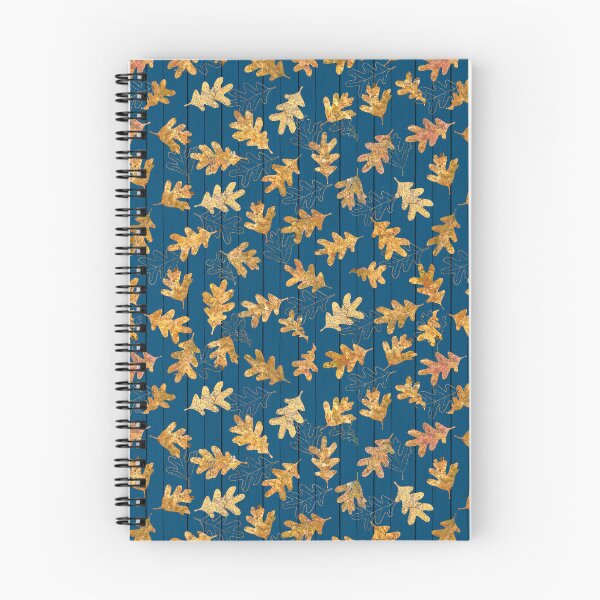 Item preview, Fallen Oak Leaves Gold on Blue Plank Repeat 5748 designed and sold by Art in My Loft.