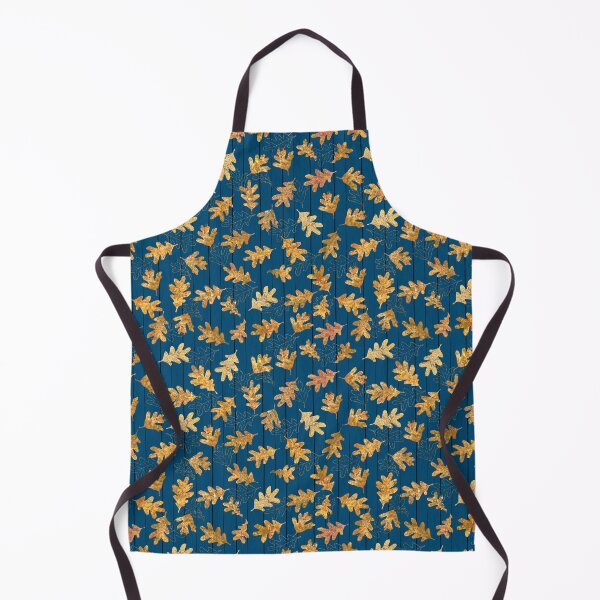 Item preview, Fallen Oak Leaves Gold on Blue Plank Repeat 5748 designed and sold by Art in My Loft.