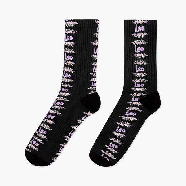 Item preview, Purple Flower Leo Name Label (Black) designed and sold by NormadWorld.