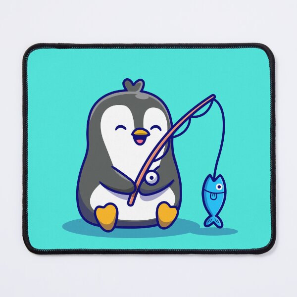 Item preview, Cute Penguin Fishing Cartoon Illustration designed and sold by hjian8219.