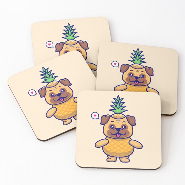 Item preview, Cute pug dog pineapple cartoon vector icon illustration. animal fruit icon concept isolated premium designed and sold by hjian8219.