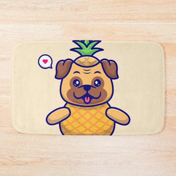 Item preview, Cute pug dog pineapple cartoon vector icon illustration. animal fruit icon concept isolated premium designed and sold by hjian8219.