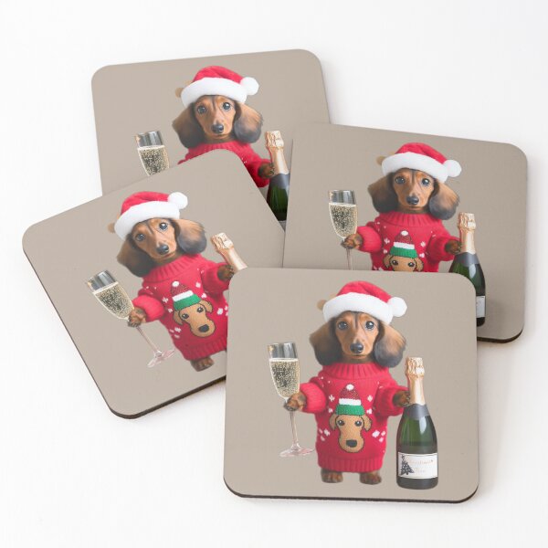 Item preview, Smooth haired dachshund with Christmas fizz designed and sold by barksandsqueaks.
