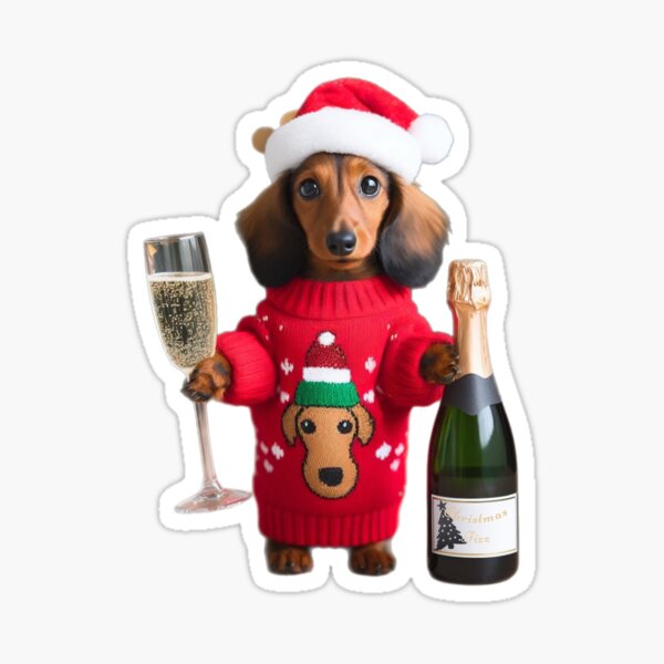 Item preview, Smooth haired dachshund with Christmas fizz designed and sold by barksandsqueaks.