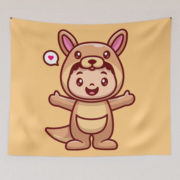 Item preview, Cute Kid Wearing Kangaroo Costume Cartoon Vector Icon Illustration designed and sold by hjian8219.