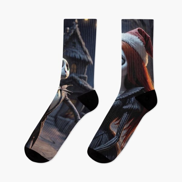 Item preview, Jack and Sally in nightmare on christmas eve designed and sold by Trendy-socks.
