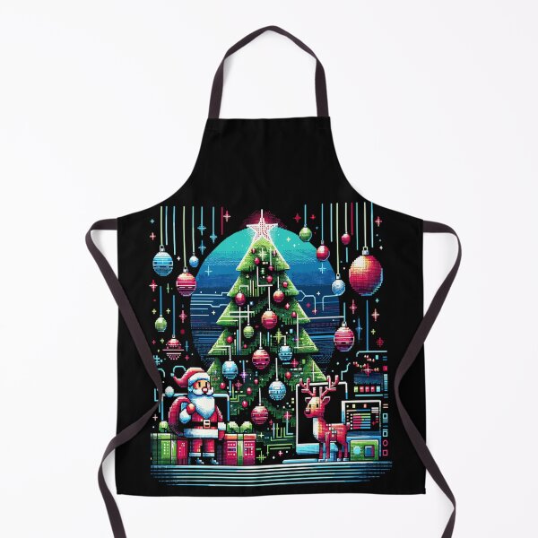 Item preview, Digital Christmas Magic: Pixelated Santa & Neon Tree designed and sold by Justin Haas.