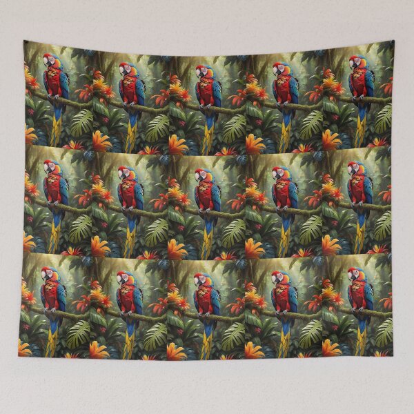 Item preview, Tropical rainforest and colorful parrot designed and sold by M-Y-A-R-T-.