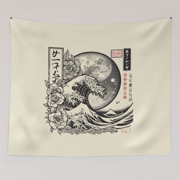 Item preview, Great Wave and Moon Japan Style designed and sold by brytfanna.