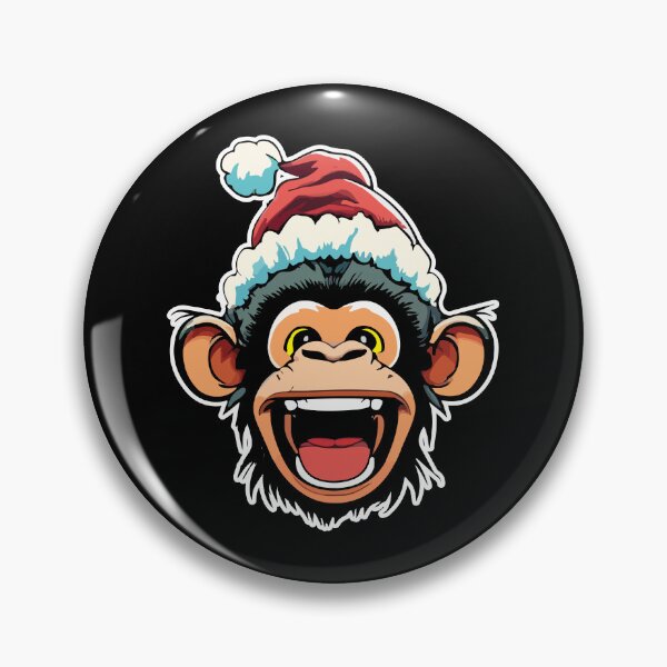 Item preview, Cheerful Chimp-mas Baby Chimpanzee in a Santa Hat Spreading Laughter designed and sold by CreativeNewDawn.