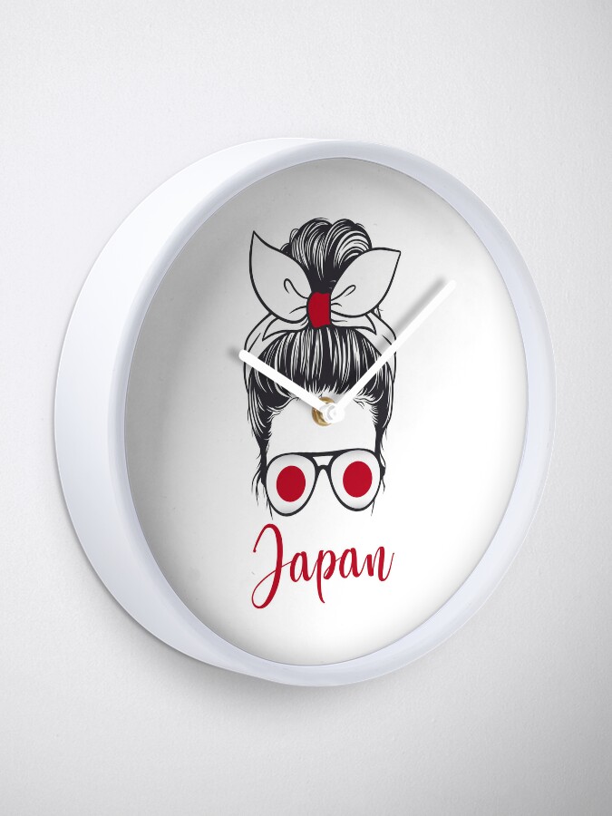 japanese Woman Messy bun Kids Girls japan flag , japan Moon