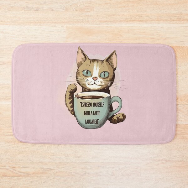 Item preview, "Espresso yourself with a latte laughter!" CAT AND COFFEE LOVERS by CallisC Arts ⭐⭐⭐⭐⭐ designed and sold by CallisC-Arts.