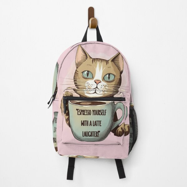 Item preview, "Espresso yourself with a latte laughter!" CAT AND COFFEE LOVERS by CallisC Arts ⭐⭐⭐⭐⭐ designed and sold by CallisC-Arts.