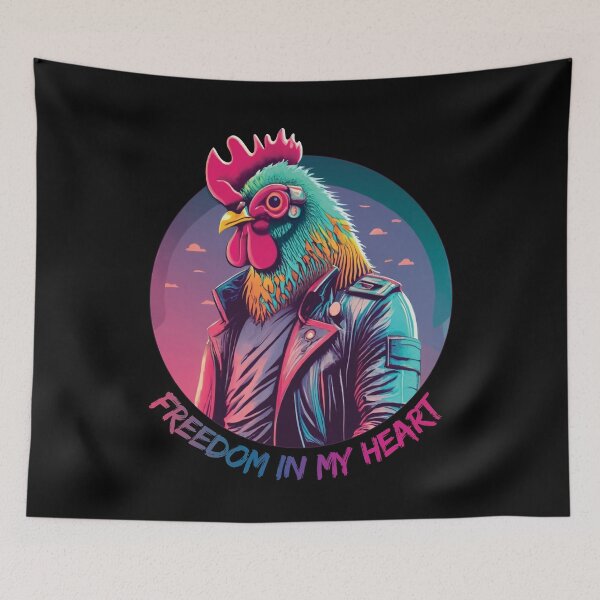 Item preview, Colorful rooster in a leather jacket designed and sold by HarridanCreates.