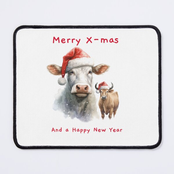 Item preview, Christmas Highland Cow Xmas cows in Santa Hat Festive Mood Christmas Cow designed and sold by OliveAndSnow.
