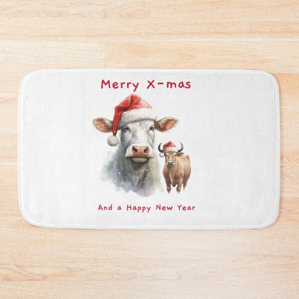 Item preview, Christmas Highland Cow Xmas cows in Santa Hat Festive Mood Christmas Cow  designed and sold by OliveAndSnow.