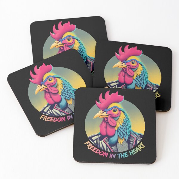Item preview, Colorful rooster in a leather jacket designed and sold by HarridanCreates.