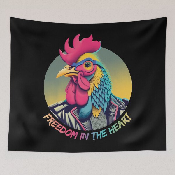 Item preview, Colorful rooster in a leather jacket designed and sold by HarridanCreates.