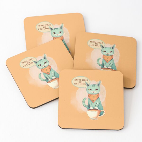 Item preview, "Expresso yourself  with  a latte laughter!" CAT AND COFFEE LOVERS by CallisC Arts ⭐⭐⭐⭐⭐ designed and sold by CallisC-Arts.