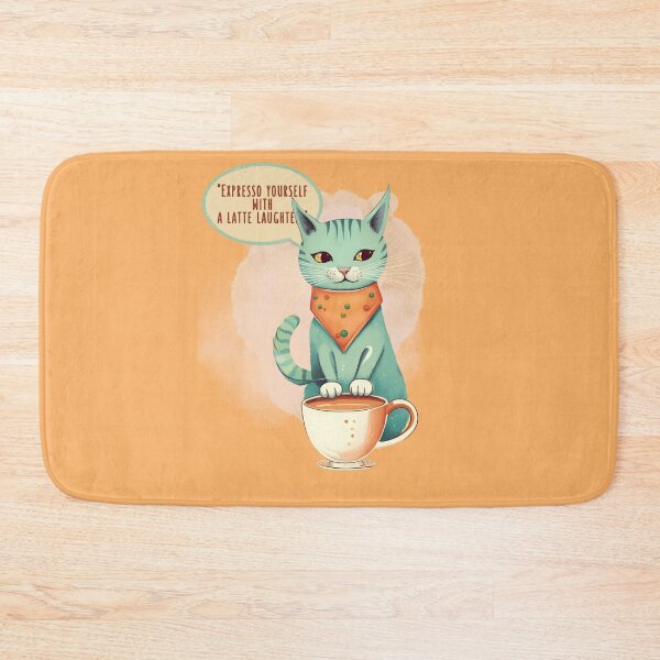 Item preview, "Expresso yourself  with  a latte laughter!" CAT AND COFFEE LOVERS by CallisC Arts ⭐⭐⭐⭐⭐ designed and sold by CallisC-Arts.