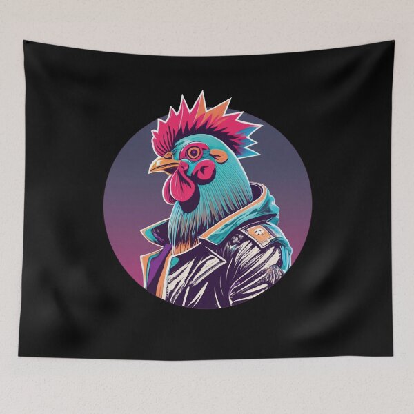 Item preview, Blue rooster in a leather jacket designed and sold by HarridanCreates.